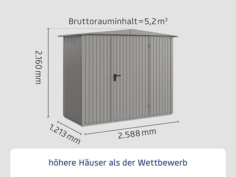 Ecostar Gerätehaus Trend-S,Typ 1, Grau Aluminum, 1 flg