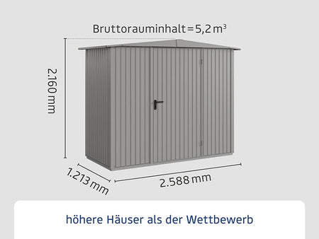 Ecostar Gerätehaus Trend-S,Typ 1, Grau Aluminum, 1 flg