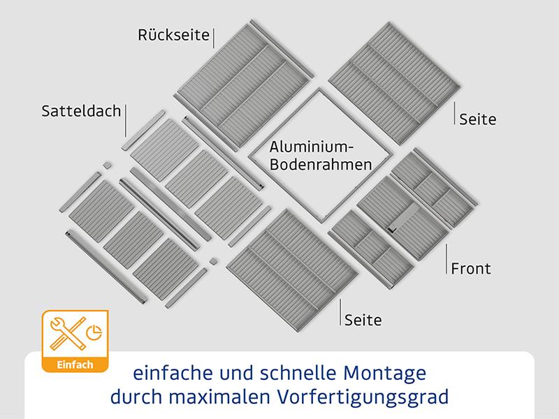 Ecostar Gerätehaus Trend-S,Typ 1, Grau Aluminum, 1 flg