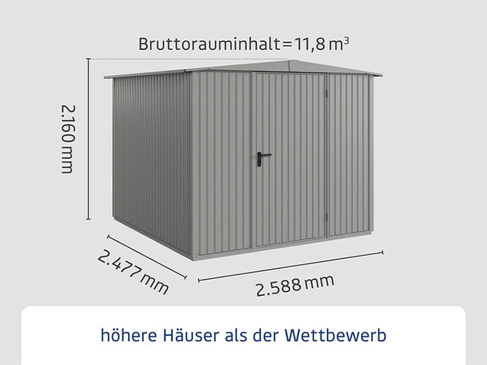 Ecostar Gerätehaus Trend-S,Typ 2, Grau Aluminum, 1 flg