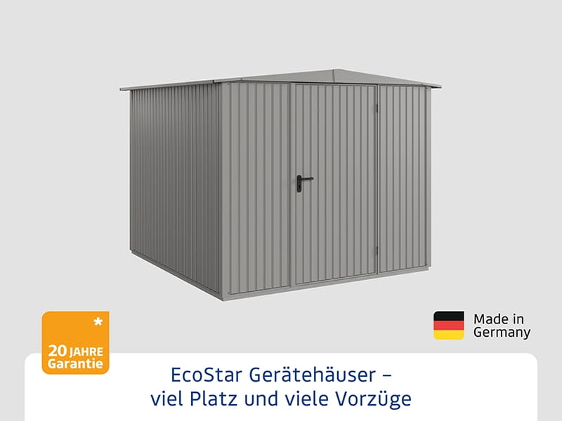 Ecostar Gerätehaus Trend-S,Typ 2, Grau Aluminum, 1 flg