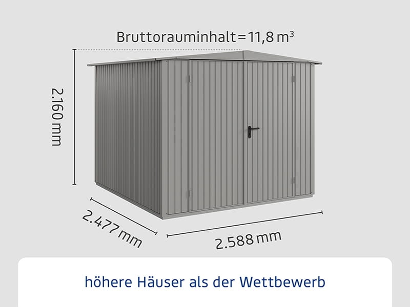 Ecostar Gerätehaus Trend-S,Typ 2, Grau Aluminum, 2 flg