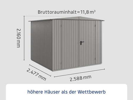 Ecostar Gerätehaus Trend-S,Typ 2, Grau Aluminum, 2 flg
