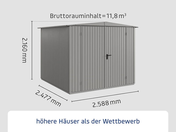 Ecostar Gerätehaus Trend-S,Typ 2, Grau Aluminum, 2 flg