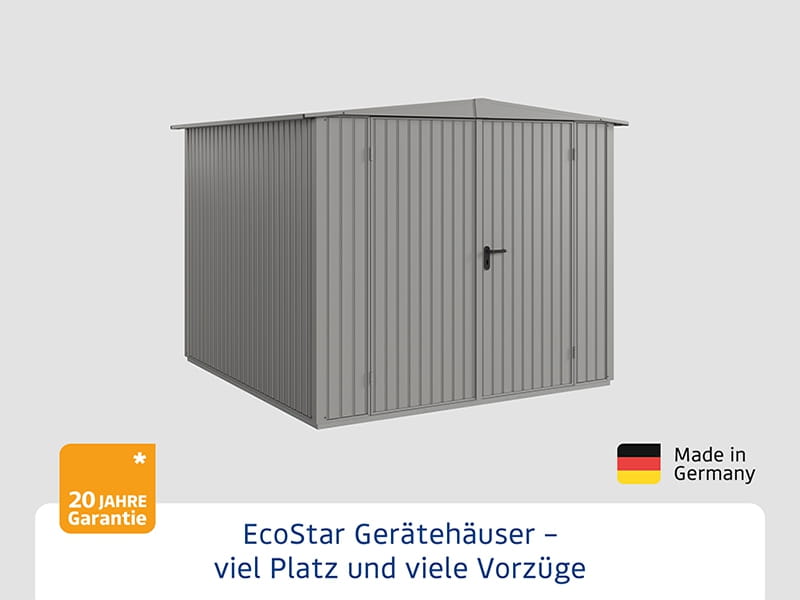 Ecostar Gerätehaus Trend-S,Typ 2, Grau Aluminum, 2 flg