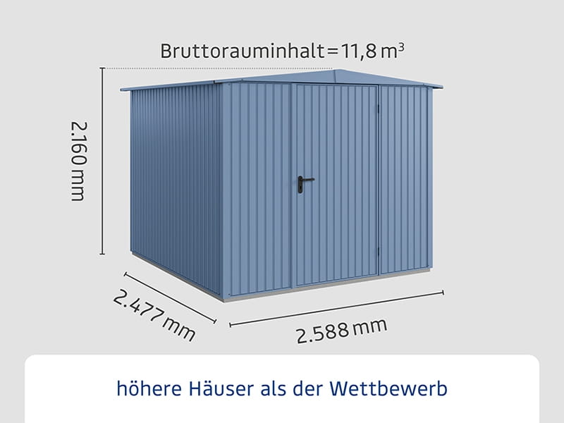 Ecostar Gerätehaus Trend-S,Typ 2, Taubenblau, 2 flg