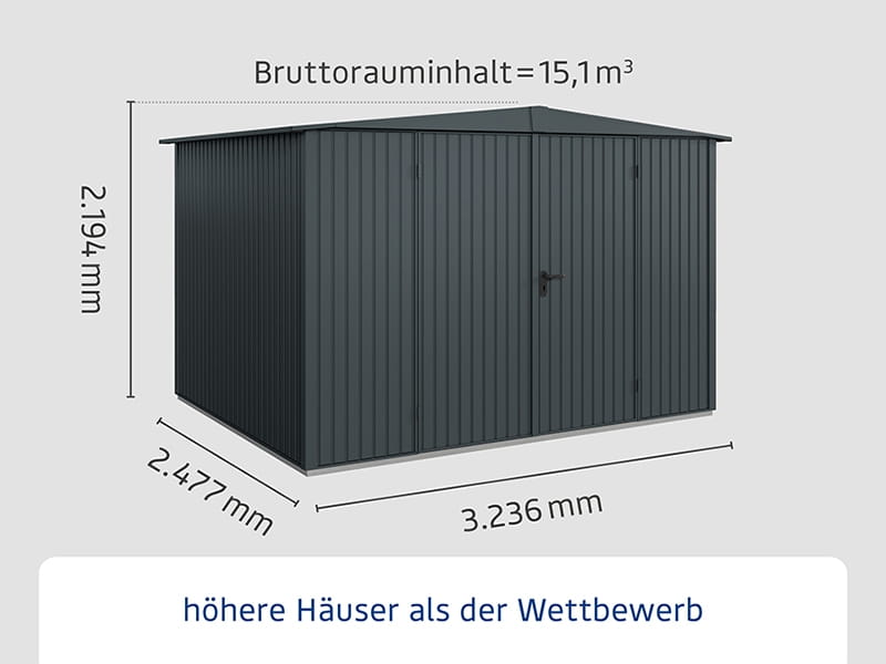 Ecostar Gerätehaus Trend-S,Typ 3, Anthrazitgrau, 2 flg