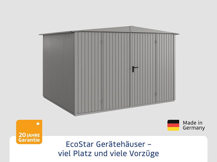 Ecostar Gerätehaus Trend-S,Typ 3, Grau Aluminum, 2 flg