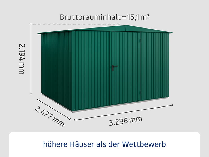 Ecostar Gerätehaus Trend-S,Typ 3, Moosgrün, 1 flg