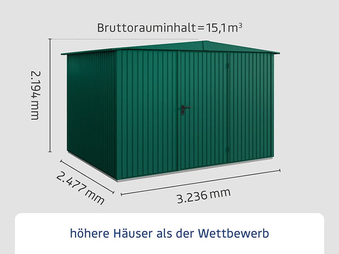 Ecostar Gerätehaus Trend-S,Typ 3, Moosgrün, 1 flg