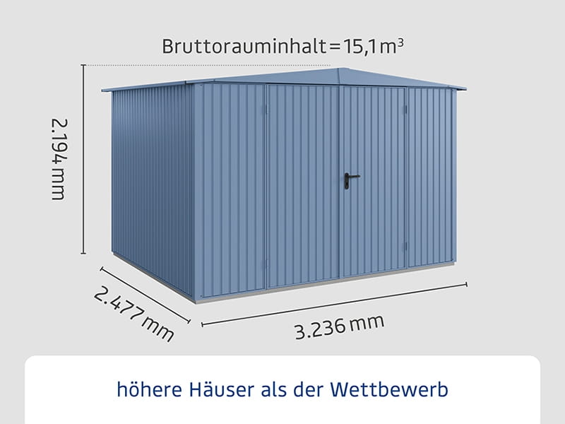 Ecostar Gerätehaus Trend-S,Typ 3, Taubenblau, 2 flg