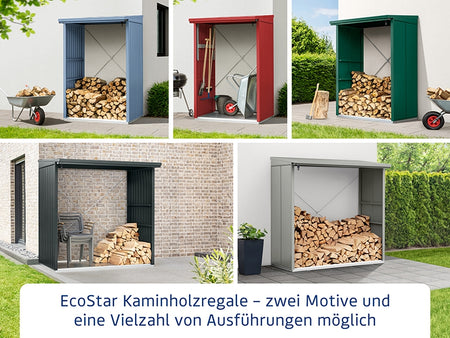 EcoStar Kaminholzregal ,ELEGANT-V,TYP1, Taubenblau