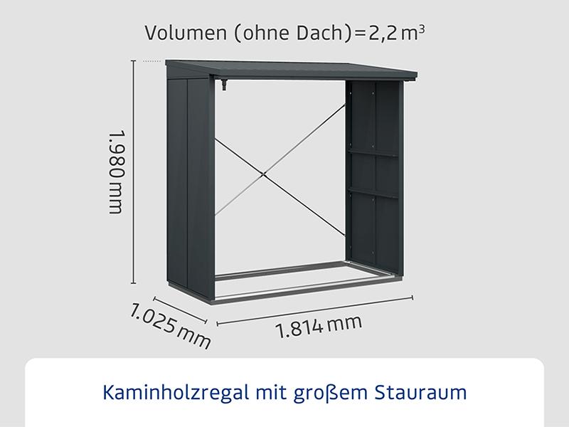 EcoStar Kaminholzregal ,ELEGANT-V,TYP2, Anthrazitgrau