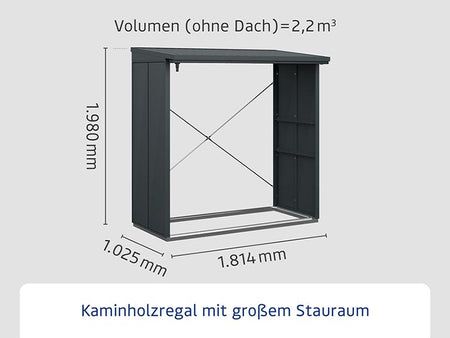 EcoStar Kaminholzregal ,ELEGANT-V,TYP2, Anthrazitgrau