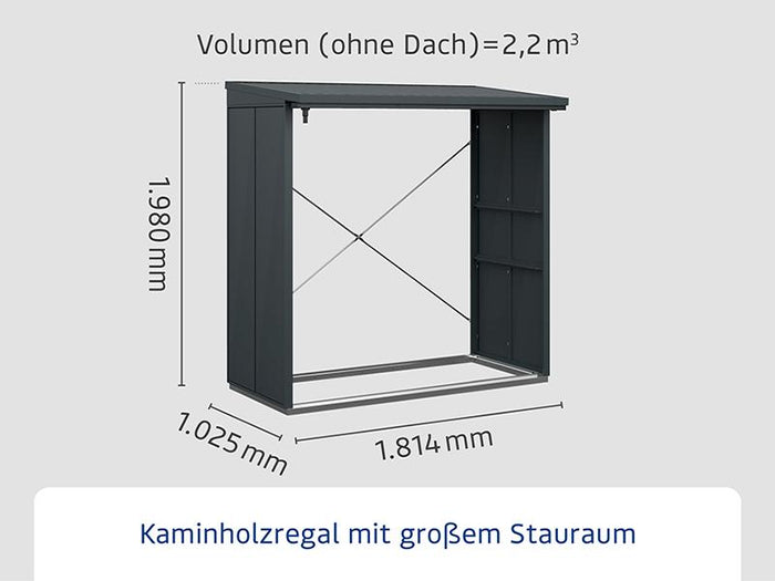 EcoStar Kaminholzregal ,ELEGANT-V,TYP2, Anthrazitgrau