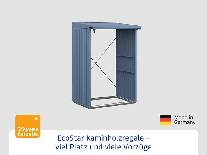 EcoStar Kaminholzregal ,TREND-V, TYP1, Taubenblau