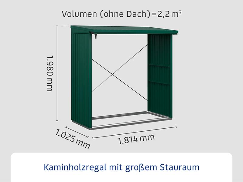 EcoStar Kaminholzregal ,TREND-V,TYP2, Moosgrün
