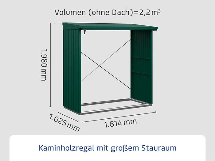 EcoStar Kaminholzregal ,TREND-V,TYP2, Moosgrün