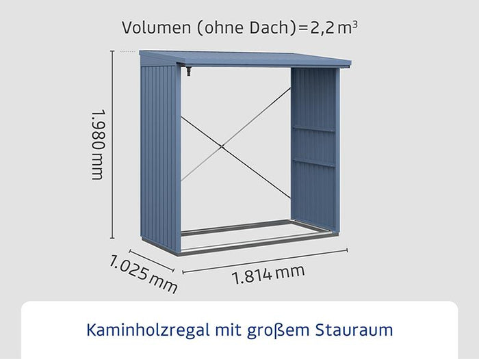 EcoStar Kaminholzregal ,TREND-V,TYP2, Taubenblau