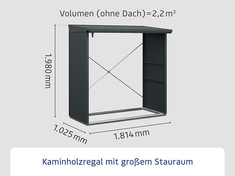 EcoStar Kaminholzregal ,TREND-V,TYP2, Anthrazitgrau