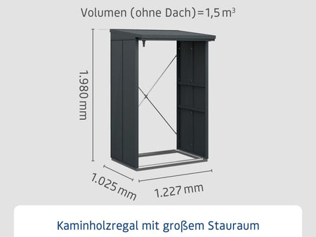 EcoStar Kaminholzregal, ELEGANT-V, TYP1, Anthrazitgrau
