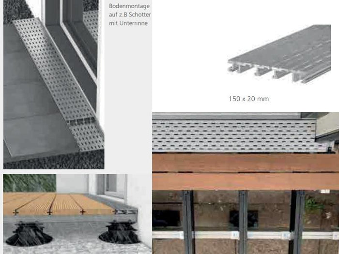 Entwässerungsrinne 2 Meter eloxiert mit Schutzfolie
