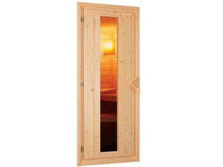 Fanja - Karibu Sauna Plug & Play 3,6 kW Bio Ofen, ext. Steuerung - mit Dachkranz - Energiespartür
