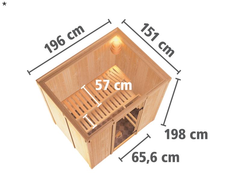 Fanja - Karibu Sauna Plug & Play ohne Ofen - ohne Dachkranz -