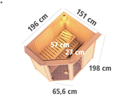 Fiona 1 - Karibu Sauna inkl. 9-kW-Bioofen - ohne Dachkranz -