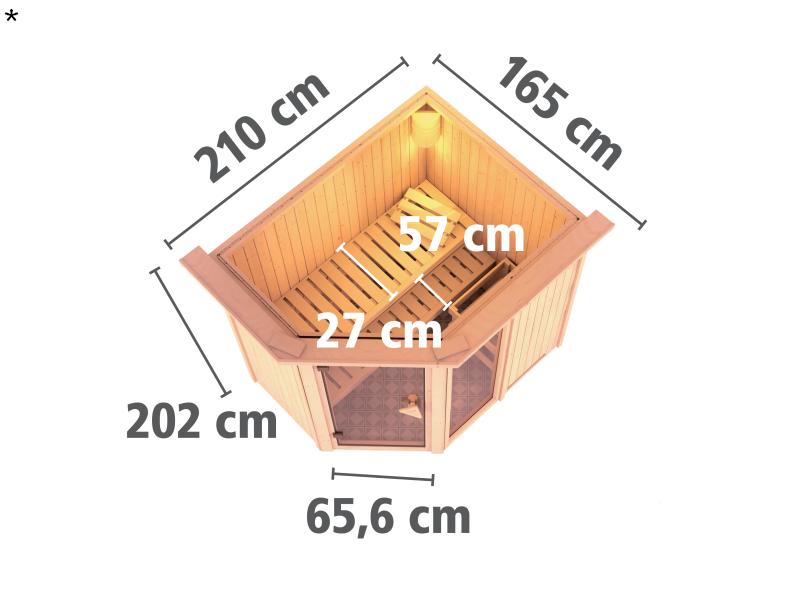 Fiona 1 - Karibu Sauna ohne Ofen - mit Dachkranz -