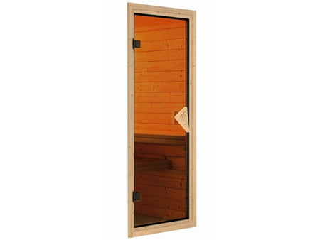 Fiona 2 - Karibu Sauna inkl. 9-kW-Bioofen - mit Dachkranz -