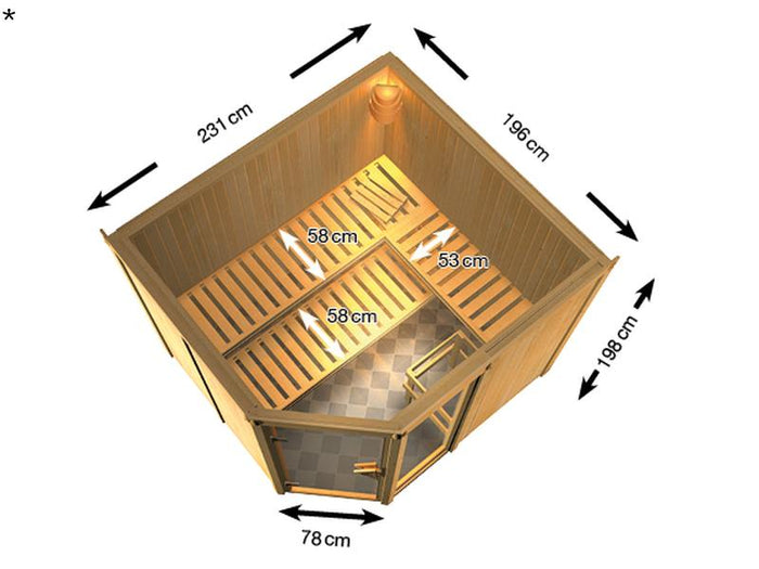Fiona 3 - Karibu Sauna ohne Ofen - ohne Dachkranz -