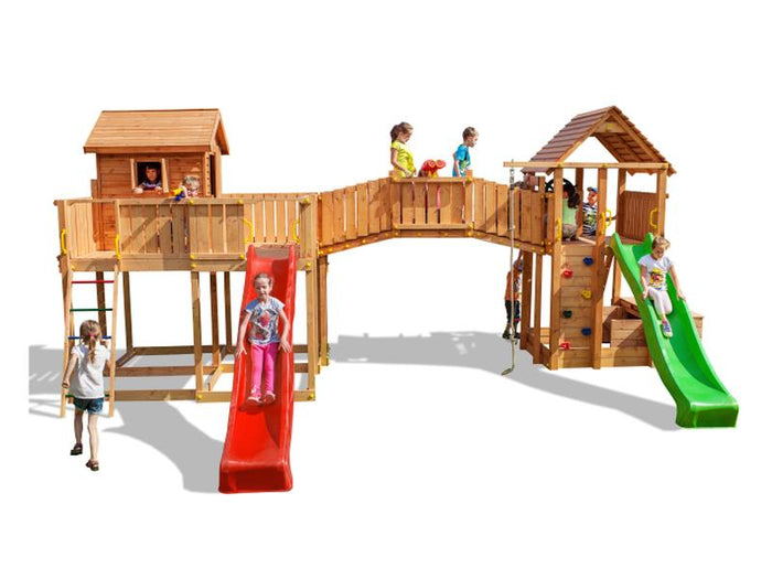 FUNGOO MAXI SET  JOYFUL CASTEL (My_SPACE_XL FORTRESS Toybox Rainbow) / NADELHOLZ teak impr.