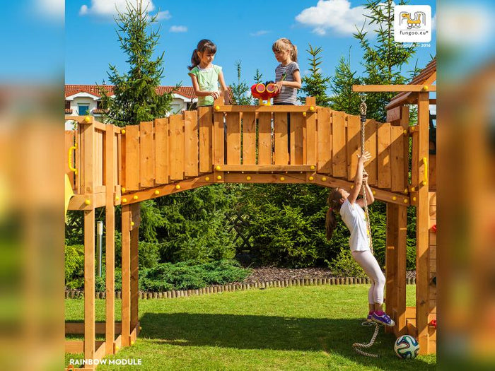 FUNGOO MAXI SET  JOYFUL CASTEL (My_SPACE_XL FORTRESS Toybox Rainbow) / NADELHOLZ teak impr.