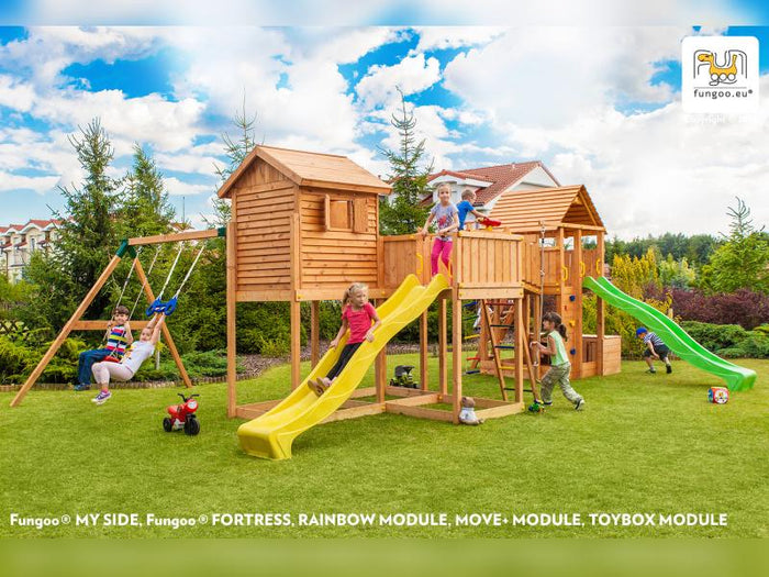 FUNGOO MAXI SET  PLAY BOX (My_SIDE FORTRESS Toybox Rainbow Move+) / NADELHOLZ teak impr.