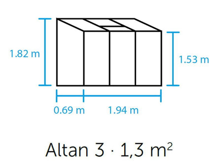 Halls Gewächshaus Altan 3 Alu Blankglas