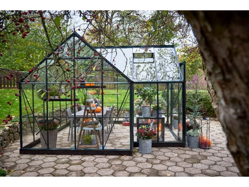 Halls Gewächshaus Garden Room Grün Sicherheitsglas SPARSET inkl. Fundament