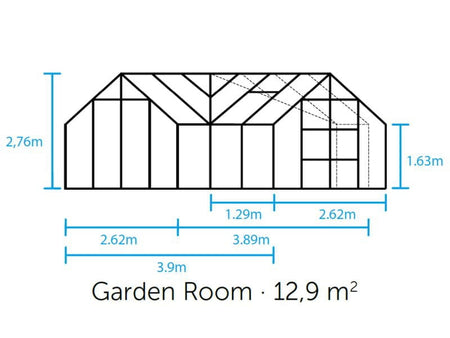 Halls Gewächshaus Garden Room Schwarz Sicherheitsglas