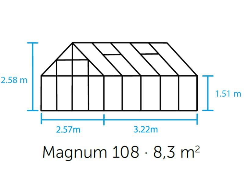 Halls Gewächshaus Magnum 108 Alu Sicherheitsglas