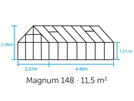 Halls Gewächshaus Magnum 148 Schwarz Sicherheitsglas