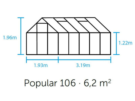 Halls Gewächshaus Popular 106 Schwarz Blankglas