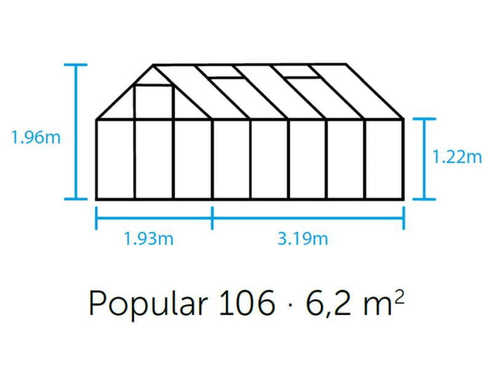 Halls Gewächshaus Popular 106 Schwarz Blankglas