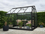 Halls Gewächshaus Popular 86 Schwarz Blankglas - SPARSET inkl. Fundament