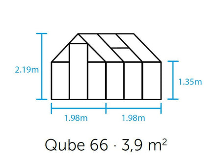 Halls Gewächshaus Qube 66 Schwarz Sicherheitsglas