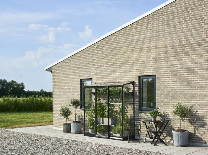 Halls Gewächshaus Qube Lean-to 26 Schwarz Sicherheitsglas