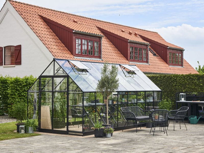 Halls Gewächshaus Qube+ 816 Schwarz Sicherheitsglas