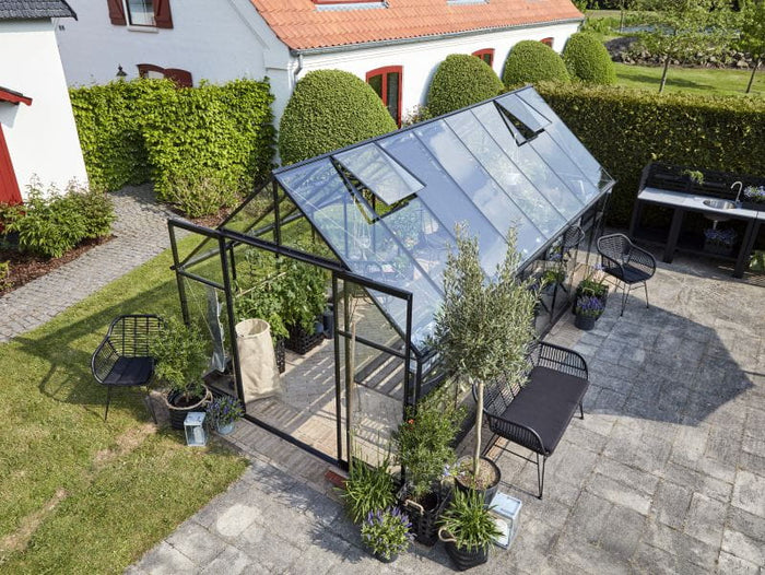 Halls Gewächshaus Qube+ 816 Schwarz Sicherheitsglas