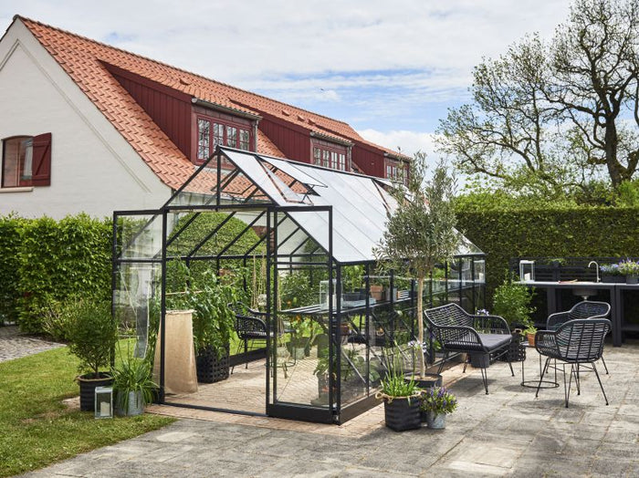 Halls Gewächshaus Qube+ 816 Schwarz Sicherheitsglas