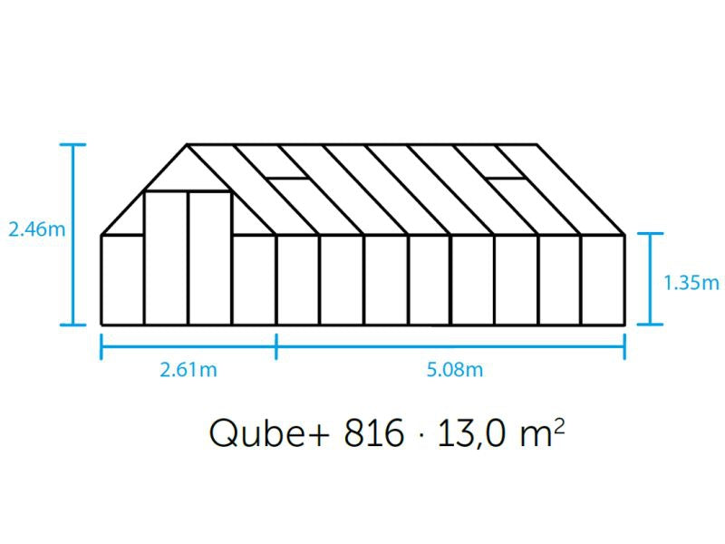 Halls Gewächshaus Qube+ 816 Schwarz Sicherheitsglas