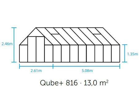 Halls Gewächshaus Qube+ 816 Schwarz Sicherheitsglas